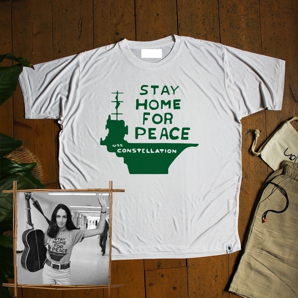 Joan Baez T-shirt Iconic Stay Home For Peace T Shirt